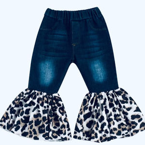 Girls Denim/Cheetah Flare Leg  Jeans 3T